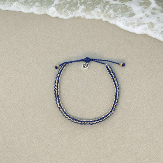 Hualalai Knotted Surf Anklet - Navy Cream