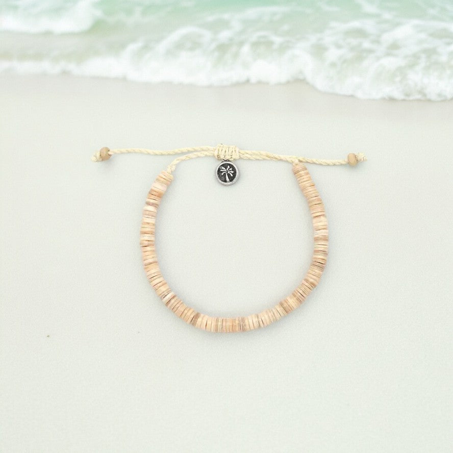 Ahiki Natural Bead Anklet - Cream - Mellow Monkey