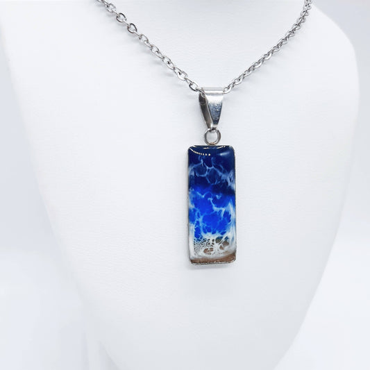 Handcrafted Resin Ocean Beach Wave Rectangle Necklace - Mellow Monkey
