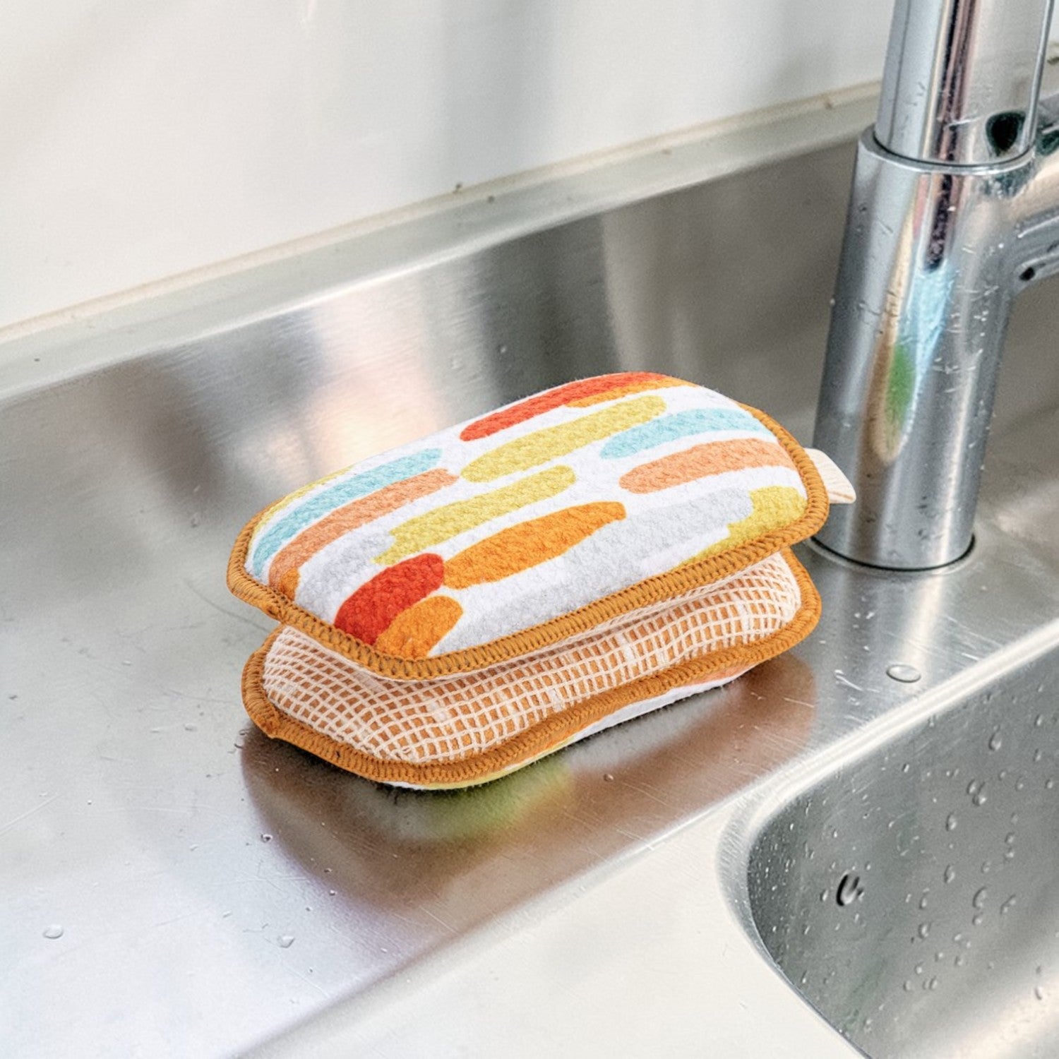 Orange Lines Absorbent Sponges - Set of 2 - Mellow Monkey