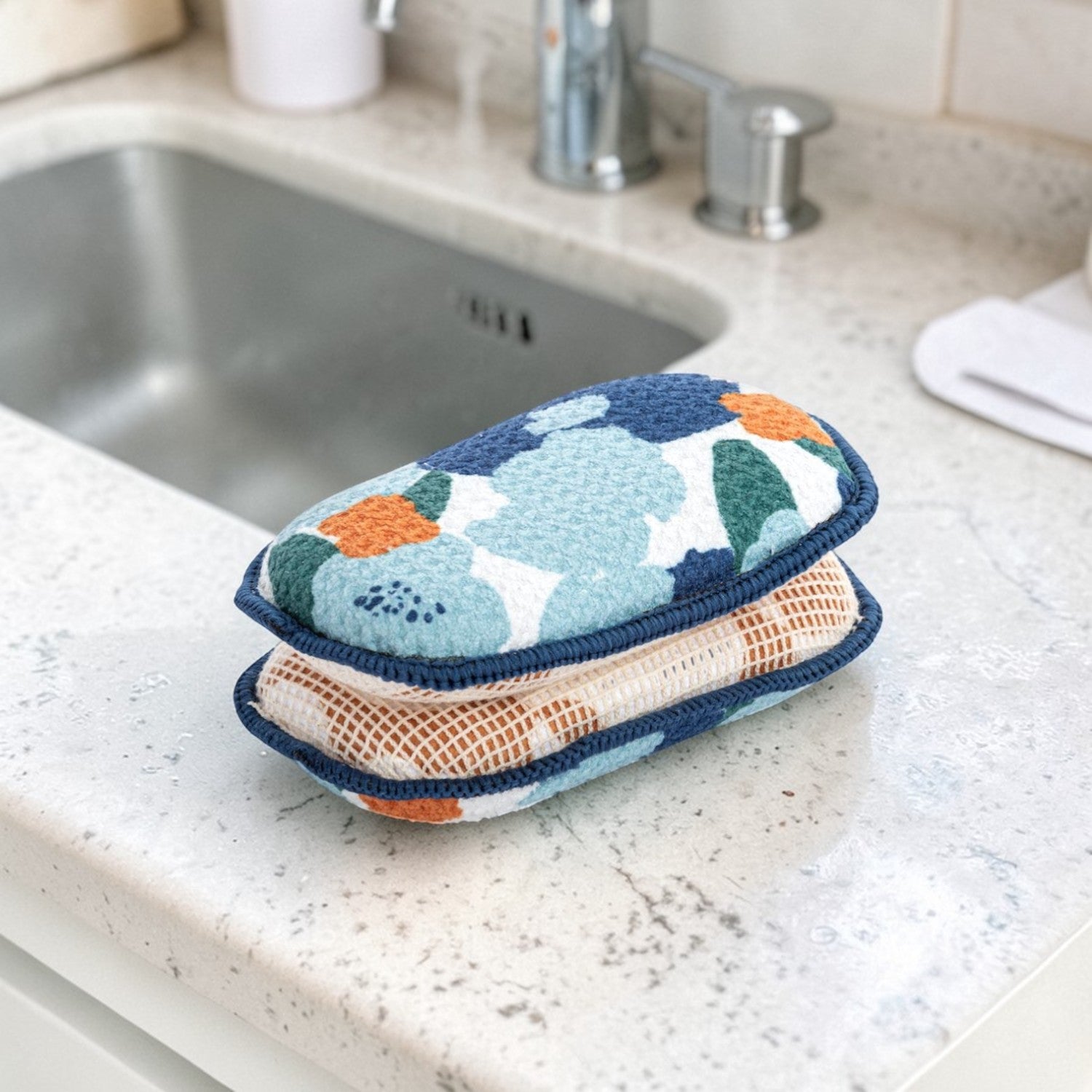 Blue & Orange Poppy Absorbent Sponges - Set of 2 - Mellow Monkey