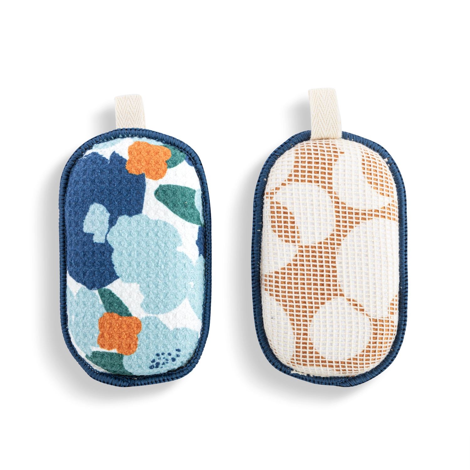 Blue & Orange Poppy Absorbent Sponges - Set of 2 - Mellow Monkey