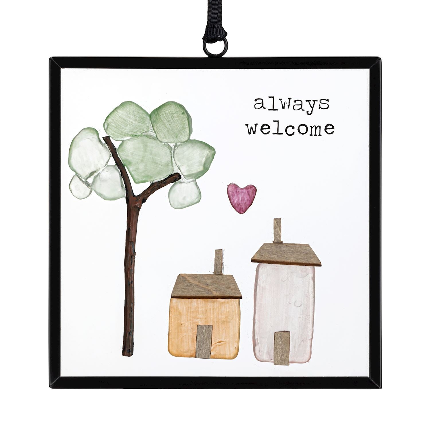 Always Welcome - Sharon Nowlan Suncatcher - 3 x 3 in - Mellow Monkey
