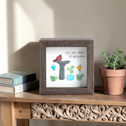 All You Need is Grandma - Sharon Nowlan Shadow Box - 4 x 4 in - Mellow Monkey