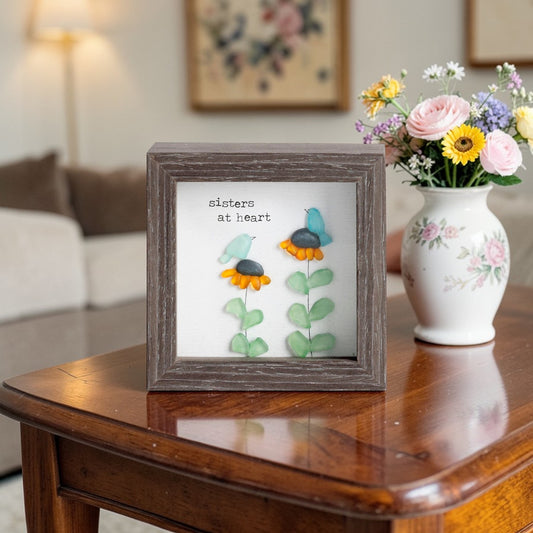 Sisters At Heart - Sharon Nowlan Shadow Box - 4 x 4 in - Mellow Monkey