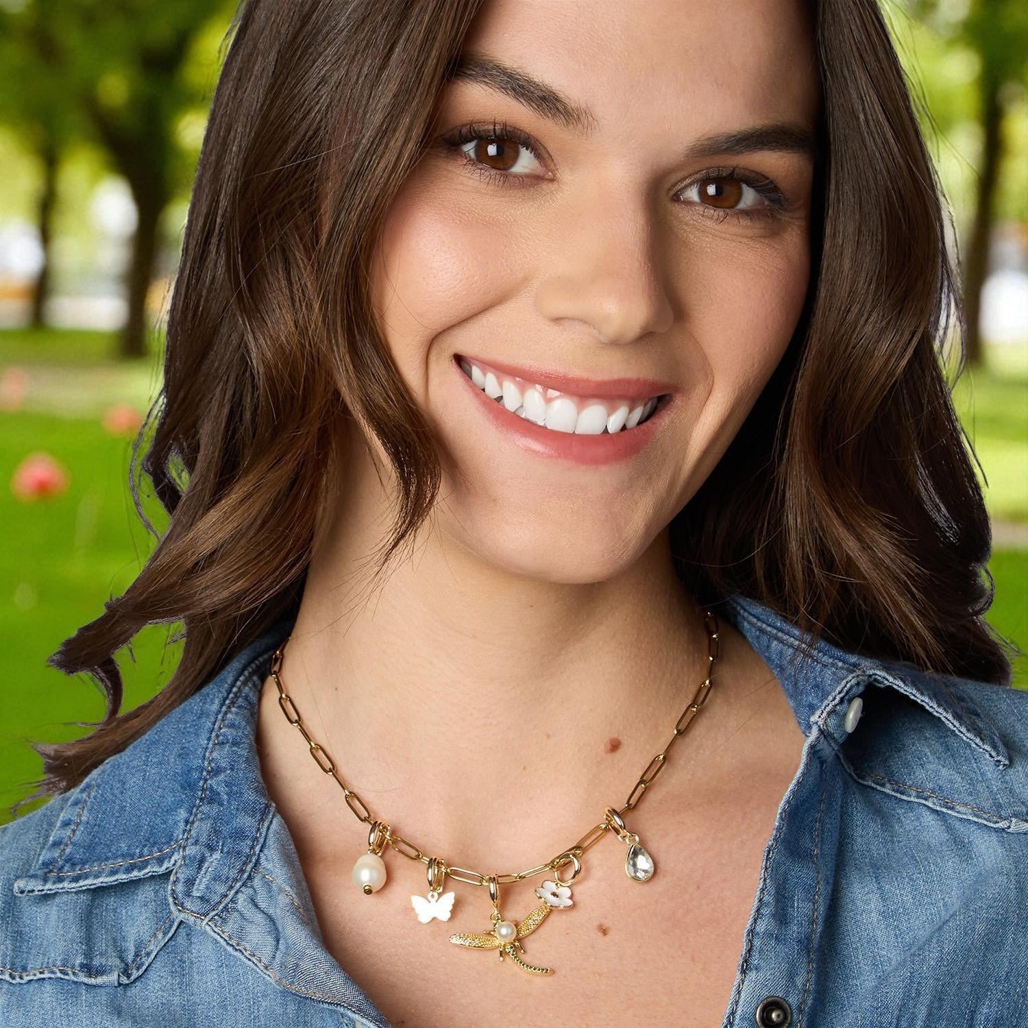 Lucky Charm The Garden Party Gold Plated Paper Clip Chain with 5 Detachable Charms - Mellow Monkey