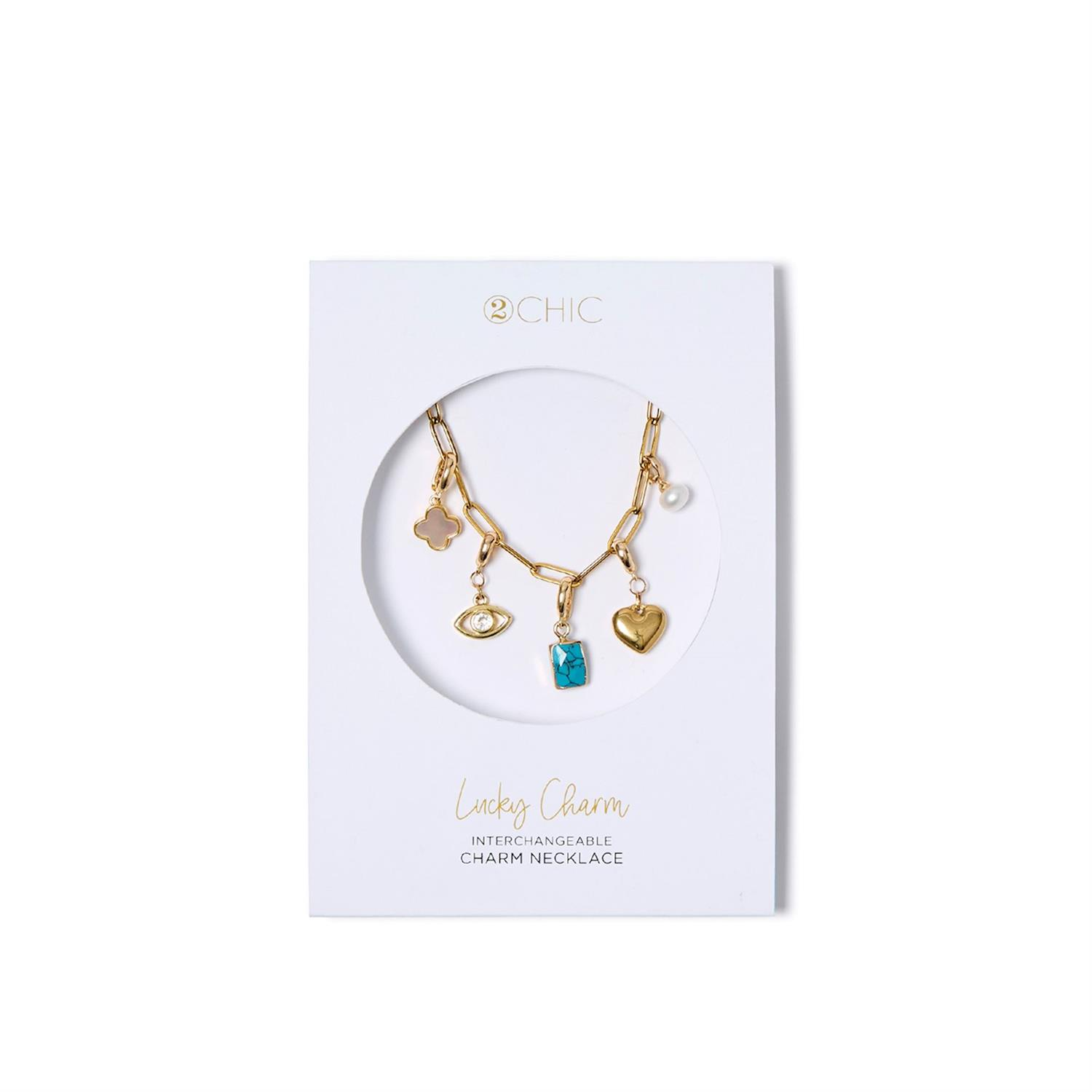 Lucky Charm True Karma Gold Plated Paper Clip Chain with 5 Detachable Charms - Mellow Monkey