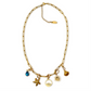 Lucky Charm Beach Lover Gold Plated Paper Clip Chain with 5 Detachable Charms - Mellow Monkey