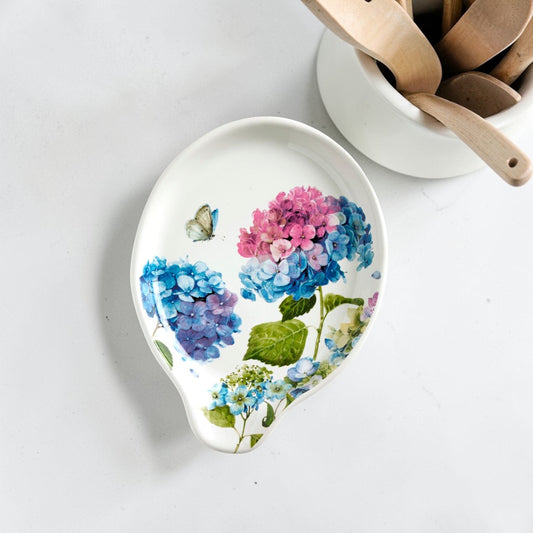 Hydrangea Ceramic Spoon Rest - 6-in - Mellow Monkey