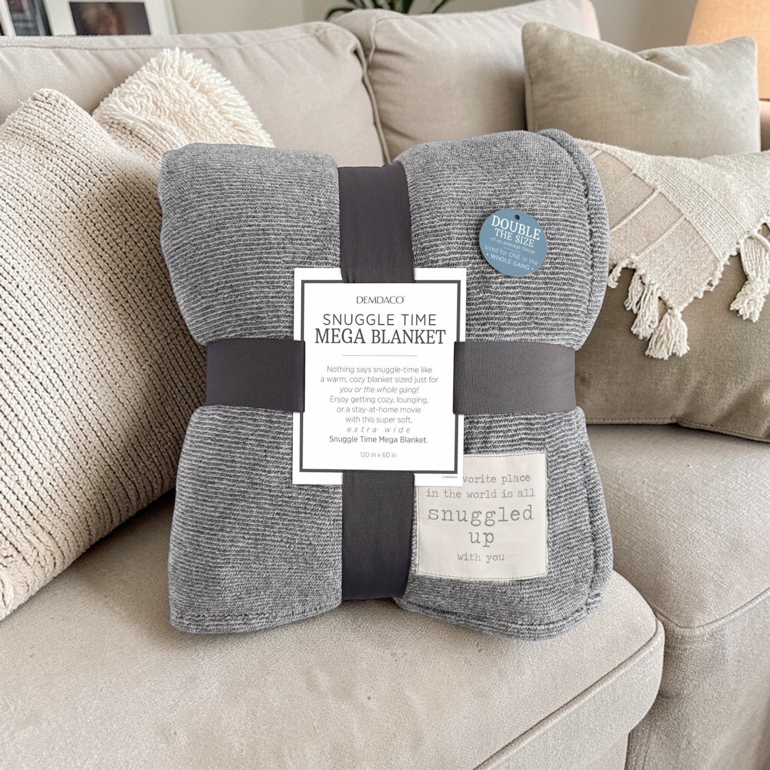 Snuggled with You - Gray Mega Blanket - Mellow Monkey