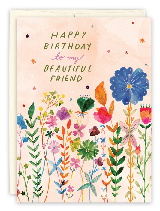 Happy Birthday To My Beautiful Friend - Birthday Greeting Card - Mellow Monkey