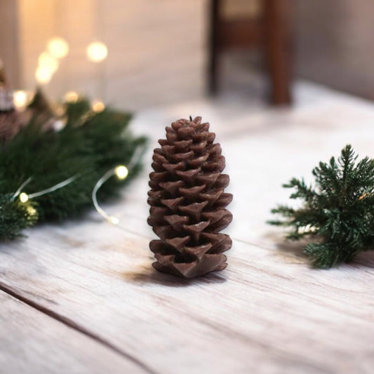 Pine Cone Candle - Brown - 5-3/4-in - Mellow Monkey