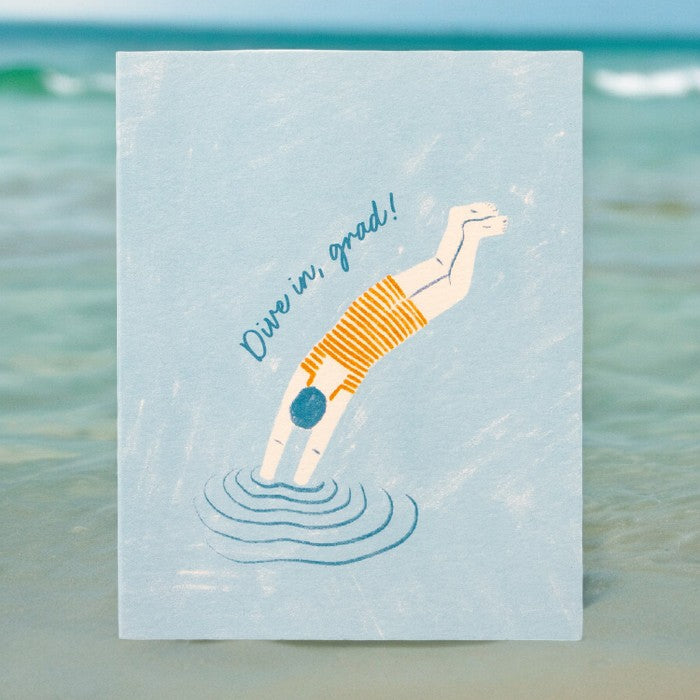 Love Muchly Greeting Card - Graduation -  "Dive in, grad!" - Mellow Monkey