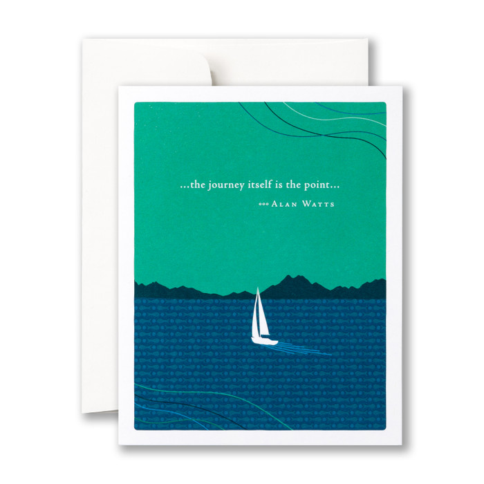 Positively Green Greeting Card - Birthday - "...The Journey Itself is the Point..." - Alan Watts - Mellow Monkey