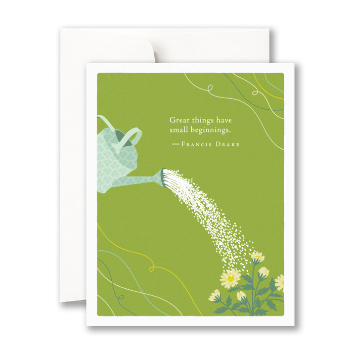 Positively Green Greeting Card - Baby Shower -  "Great Things Have Small Beginnings." - Francis Drake - Mellow Monkey