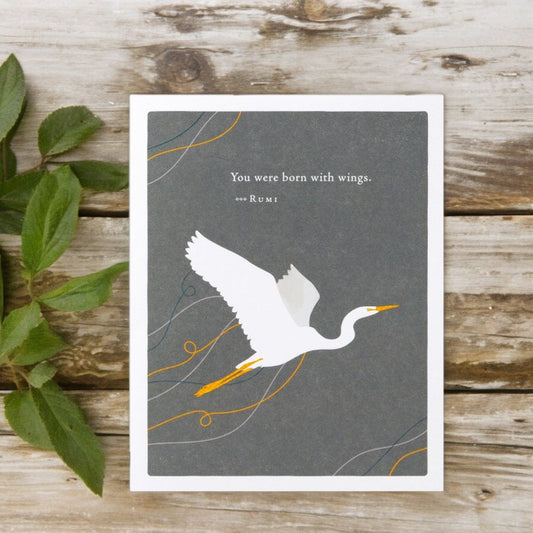 Positively Green Greeting Card - Graduation -  "You Were Born With Wings..." - Rumi