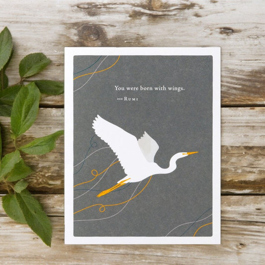 Positively Green Greeting Card - Graduation -  "You Were Born With Wings..." - Rumi - Mellow Monkey