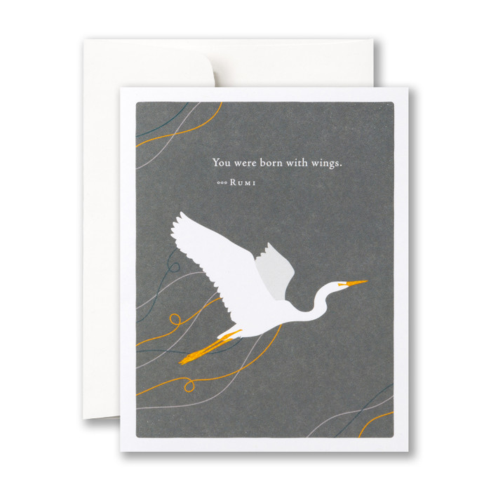 Positively Green Greeting Card - Graduation -  "You Were Born With Wings..." - Rumi - Mellow Monkey