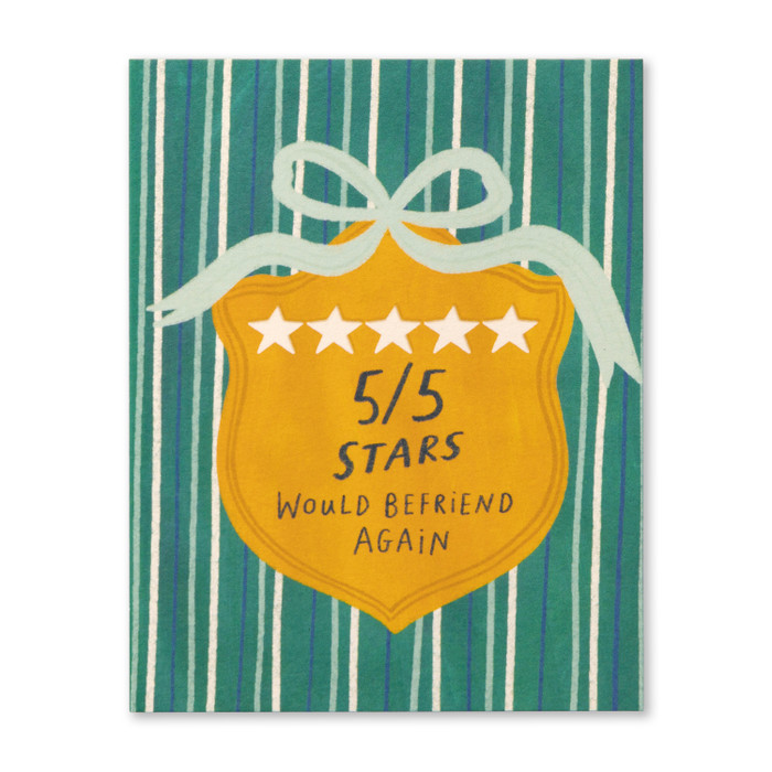 Love Muchly Greeting Card - Friendship - 5/5 Stars. Would Befriend Again - Mellow Monkey