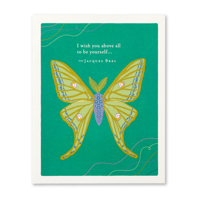 Positively Green Greeting Card - Graduation - I Wish You Above All To Be Yourself - Mellow Monkey