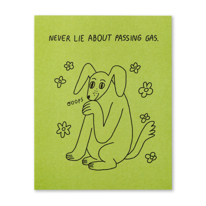 Humor Us Greeting Card - For Laughs - Never Lie About Passing Gas - Mellow Monkey