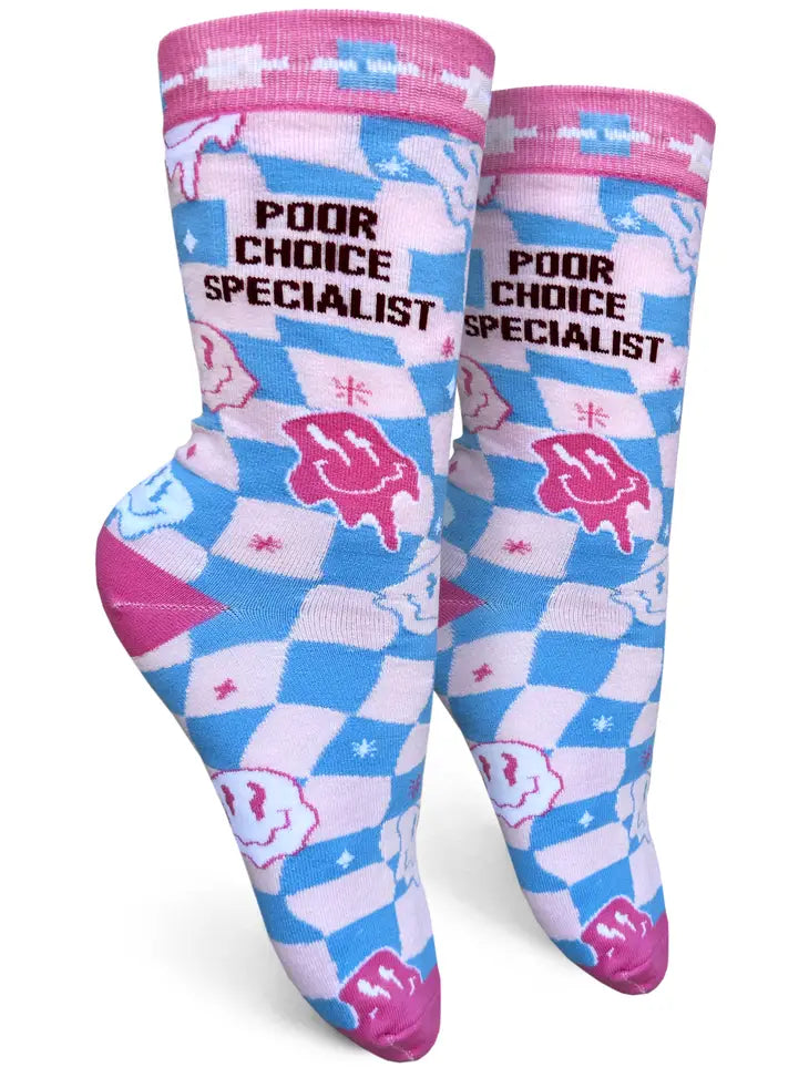 Poor Choice Specialist - Women's Crew Socks - Mellow Monkey