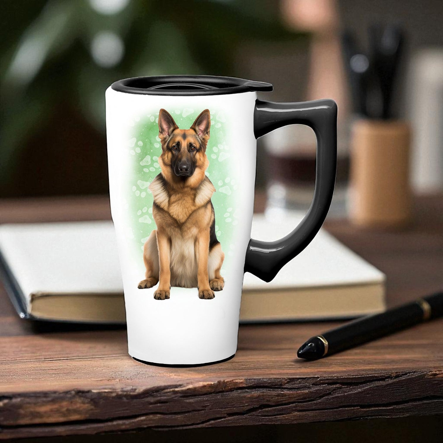German Shepherd - Ceramic and Stainless Steel Travel Mug - Mellow Monkey