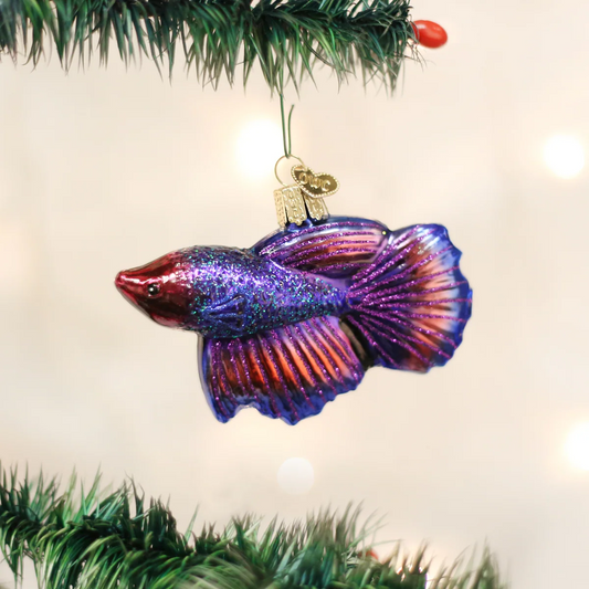 Betta Fish - Old World Christmas Blown Glass Holiday Ornament - 3-3/4-in