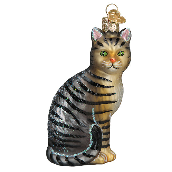 Tabby Cat - Old World Christmas Blown Glass Holiday Ornament - Mellow Monkey