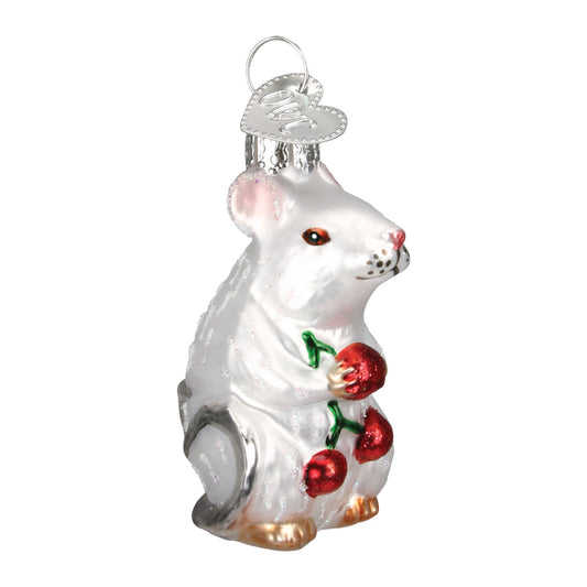 White Mouse - Old World Christmas Blown Glass Holiday Ornament - Mellow Monkey