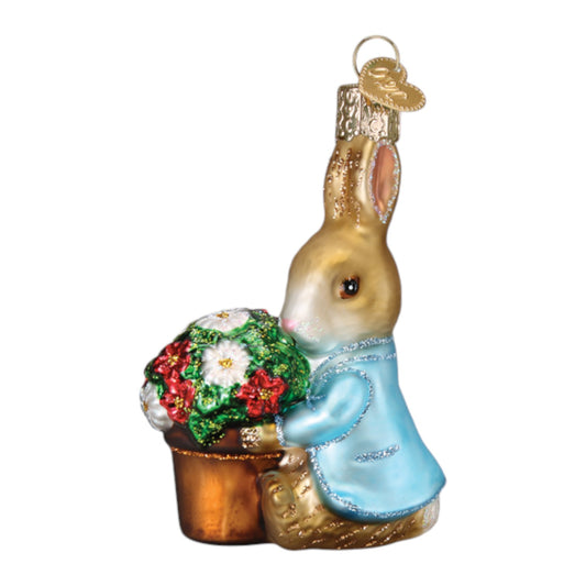 Peter Rabbit With Flower Pot - Old World Christmas Blown Glass Holiday Ornament - Mellow Monkey