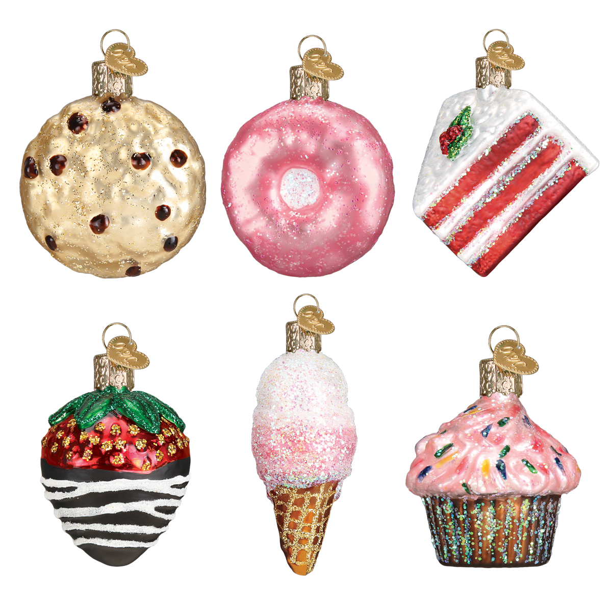 Mini Dessert Set - Old World Christmas Blown Glass Holiday Ornament - Mellow Monkey