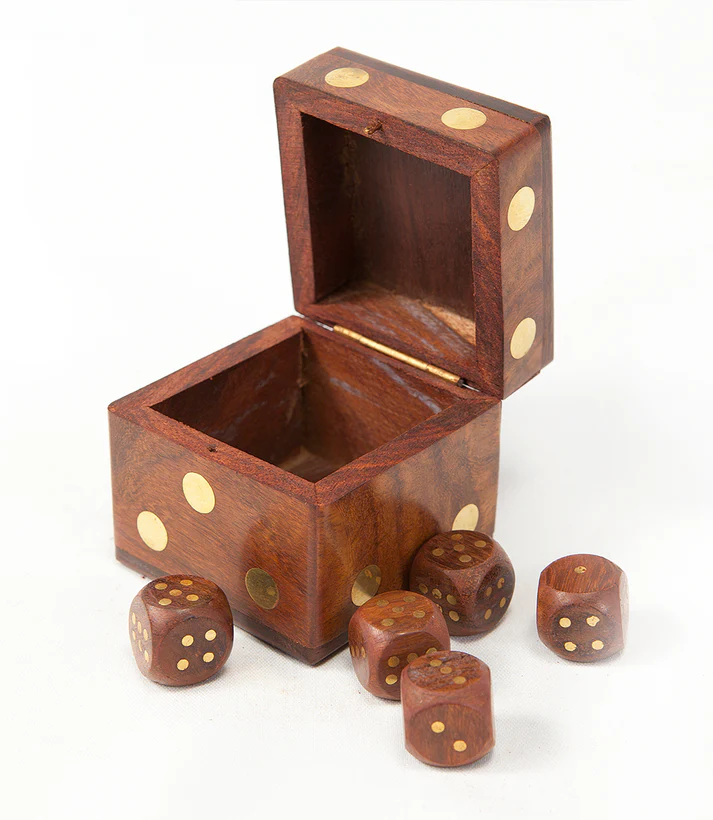 5 Dice Box Set - Handcrafted Wood - Mellow Monkey