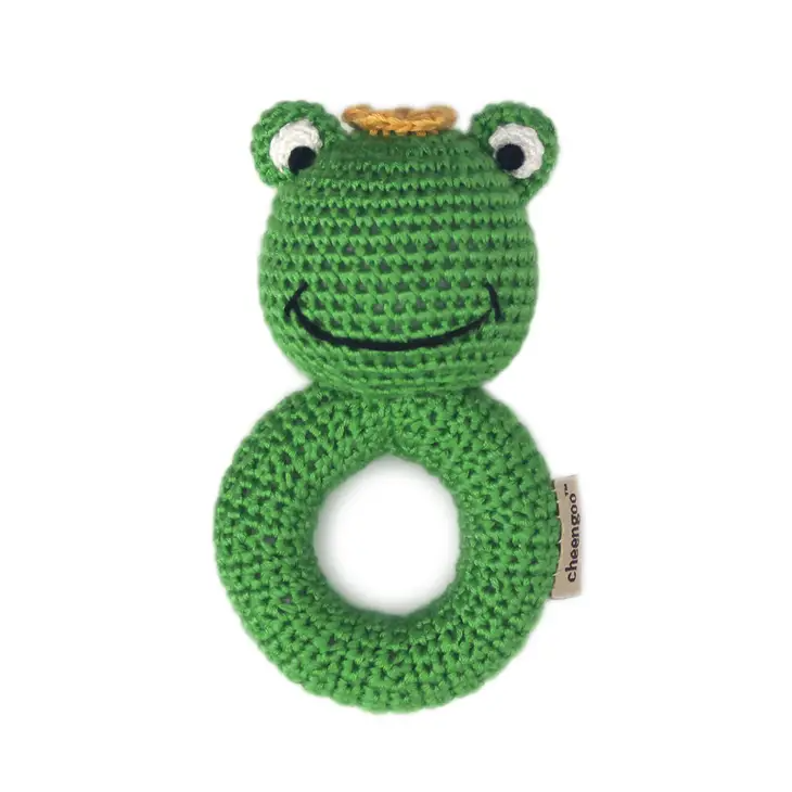 Frog Hand Crocheted Ring Rattle - 6-in - Mellow Monkey