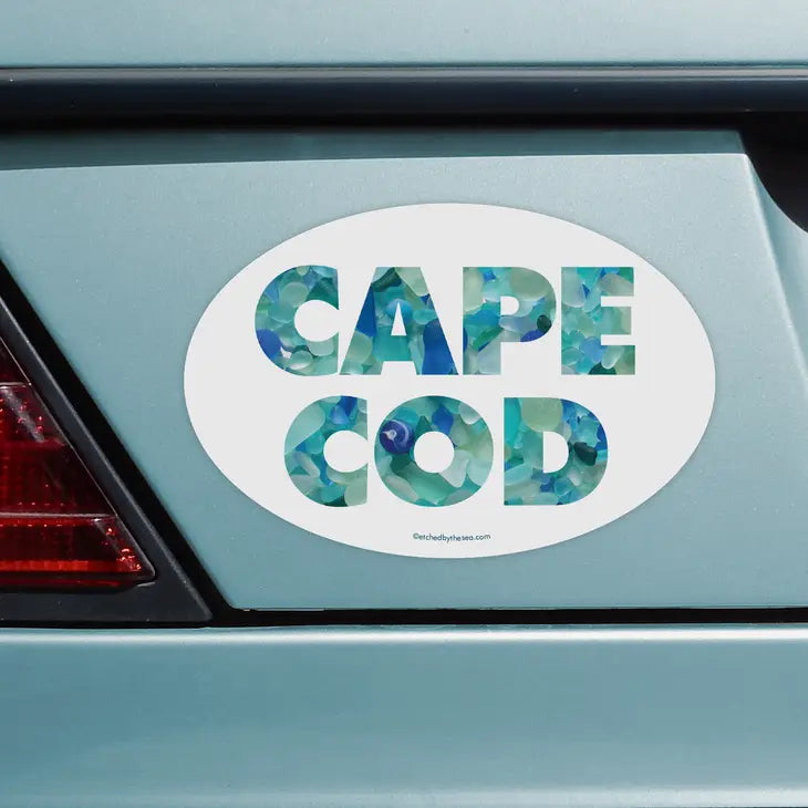 Cape Cod - Sea Glass Vinyl Bumper Sticker - 6-in - Mellow Monkey
