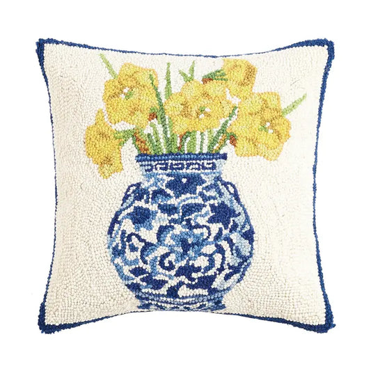 Daffodil Vase Hook Pillow - 16-inches - Mellow Monkey