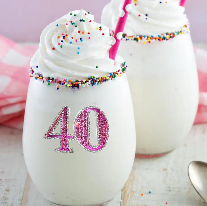 40th Birthday Jeweled Stemless Wine Glass - Mellow Monkey