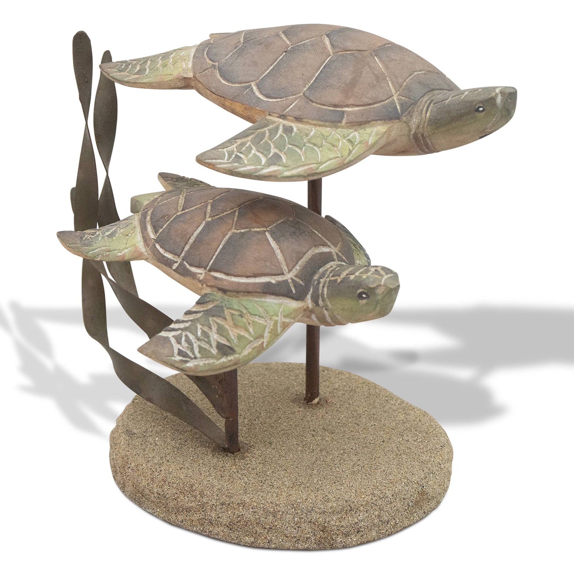 Hand Carved Turtle Pair - Table Top Sculpture - Mellow Monkey