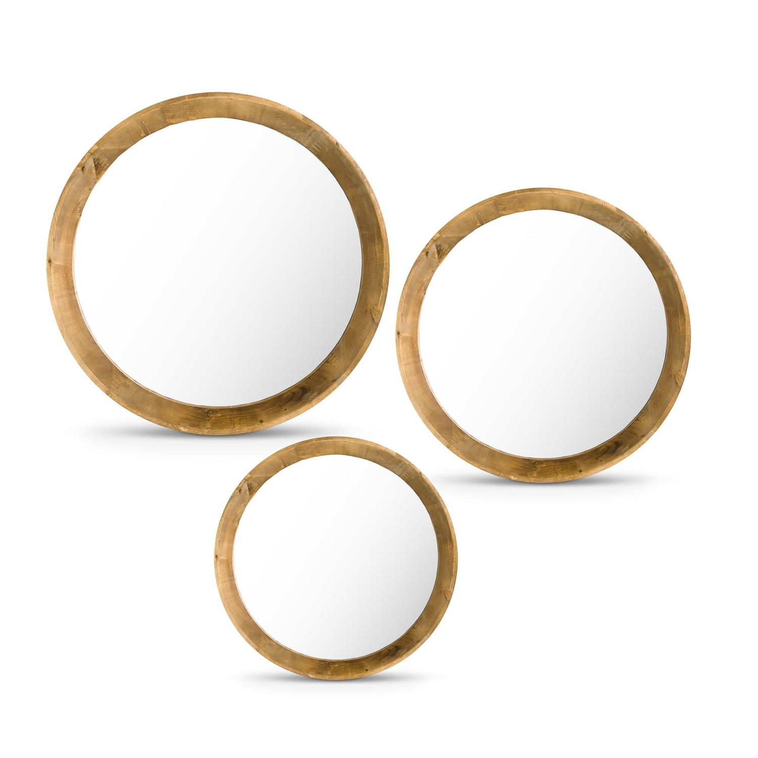 Round Fir Wood Framed Mirror - Mellow Monkey