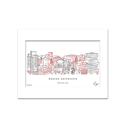 Boston University (Massachusetts) Minimalist Art Print - 8x10-in - Mellow Monkey