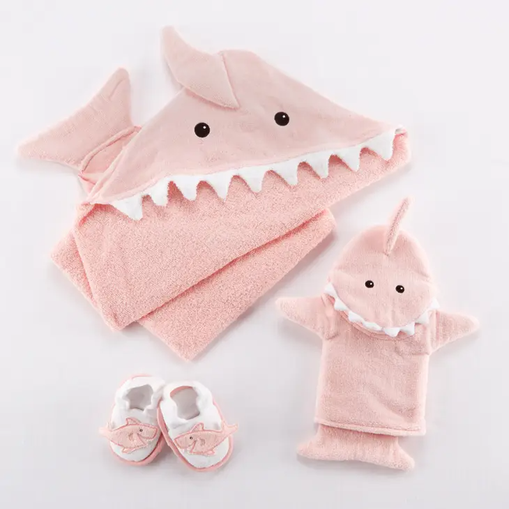 Pink Let the Fin Begin Shark 4-Piece Bath Gift Set - Mellow Monkey
