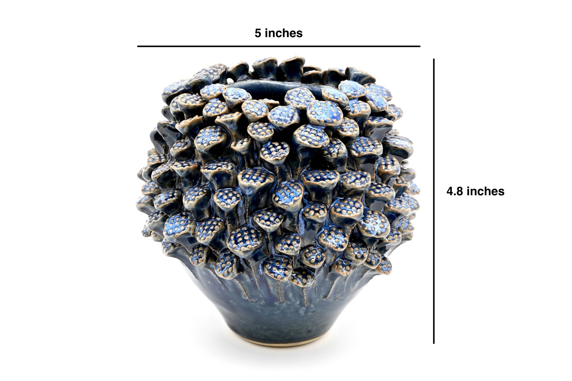 Lotus Pollens - Porcelain Ceramic Vase - Blue Effect - 5 x 5 x 4.8 in - Mellow Monkey