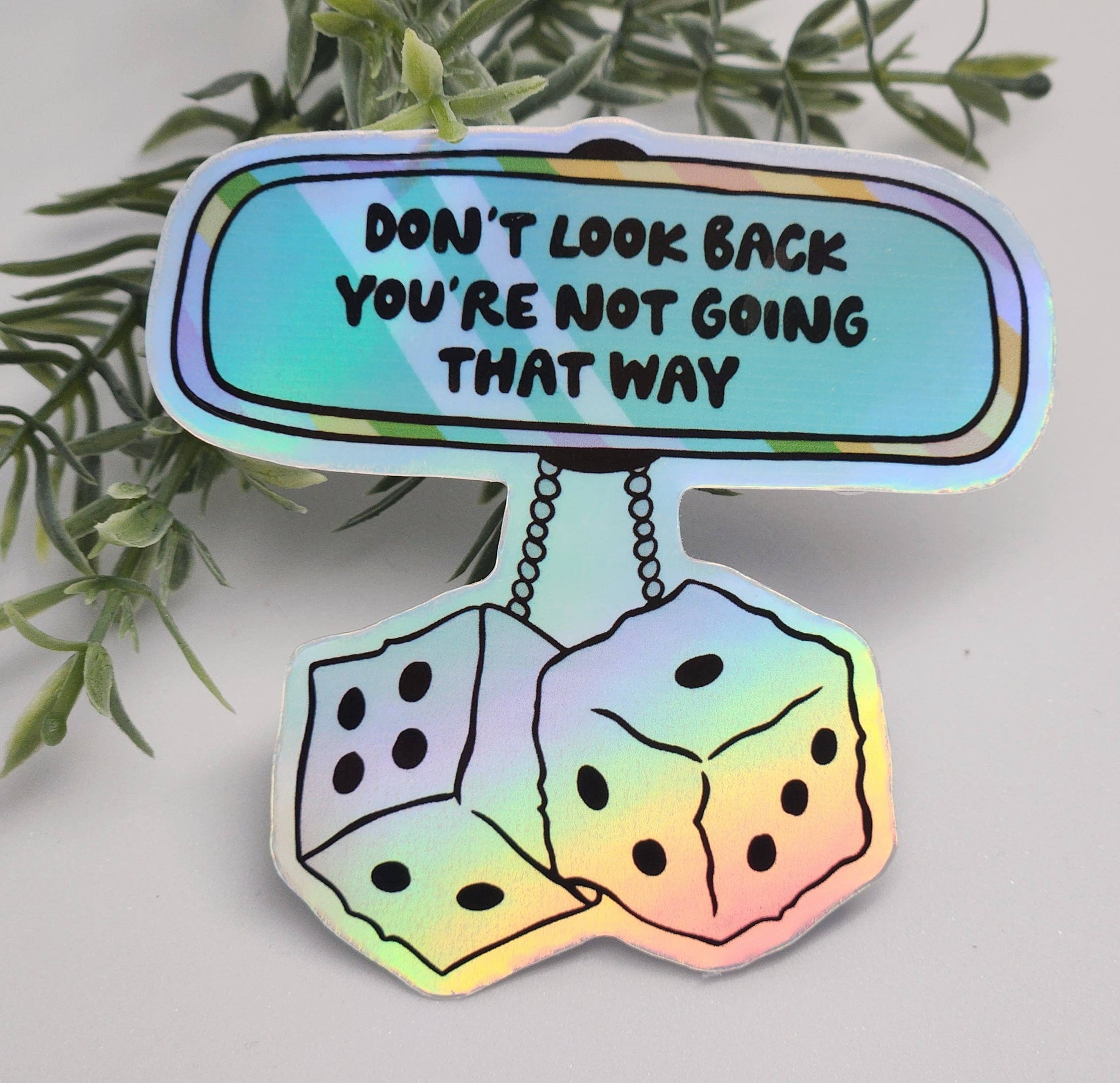 Don't look back sticker hydroflask planner retro: Holographic - Mellow Monkey