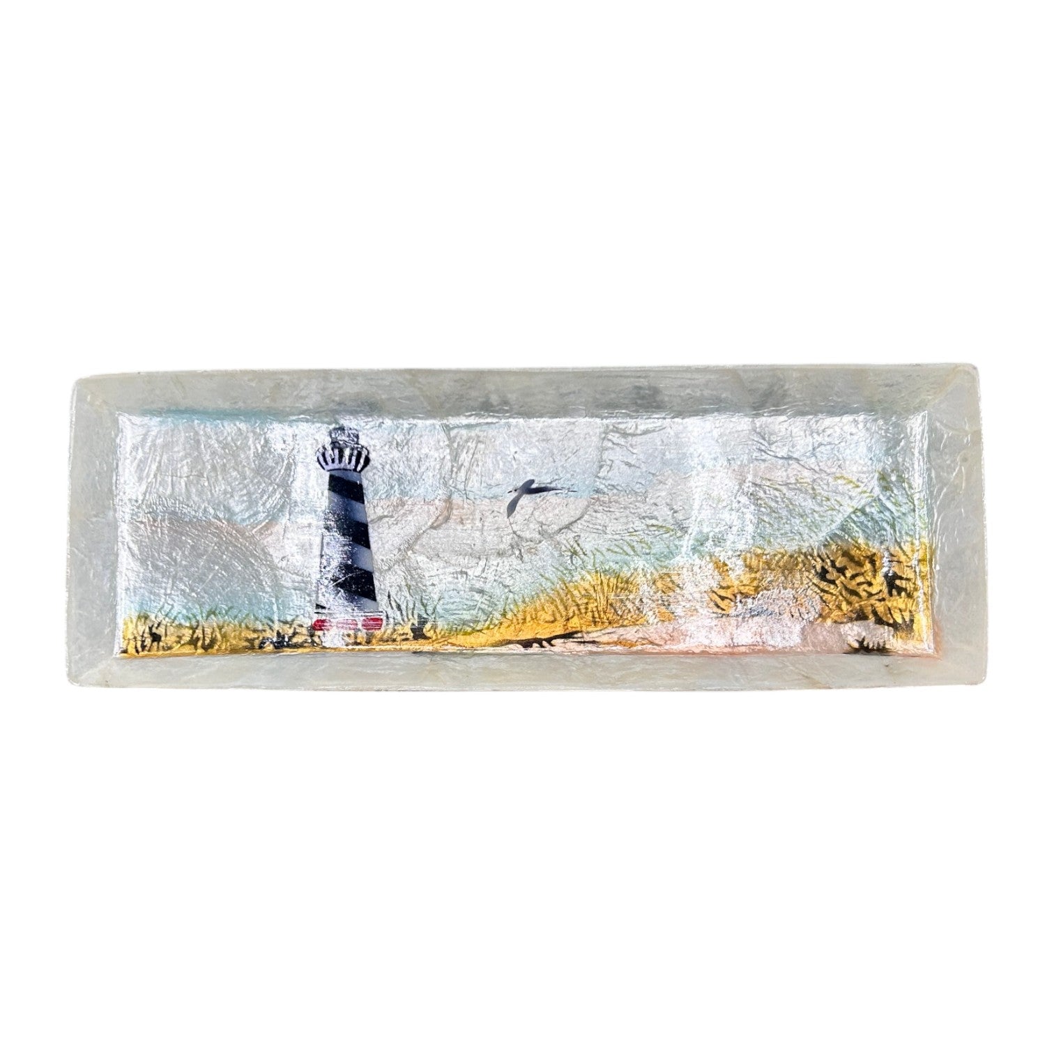 Capiz Cape Hatteras Lighthouse - Rectangle Trinket Tray - 9-1/2-in - Mellow Monkey