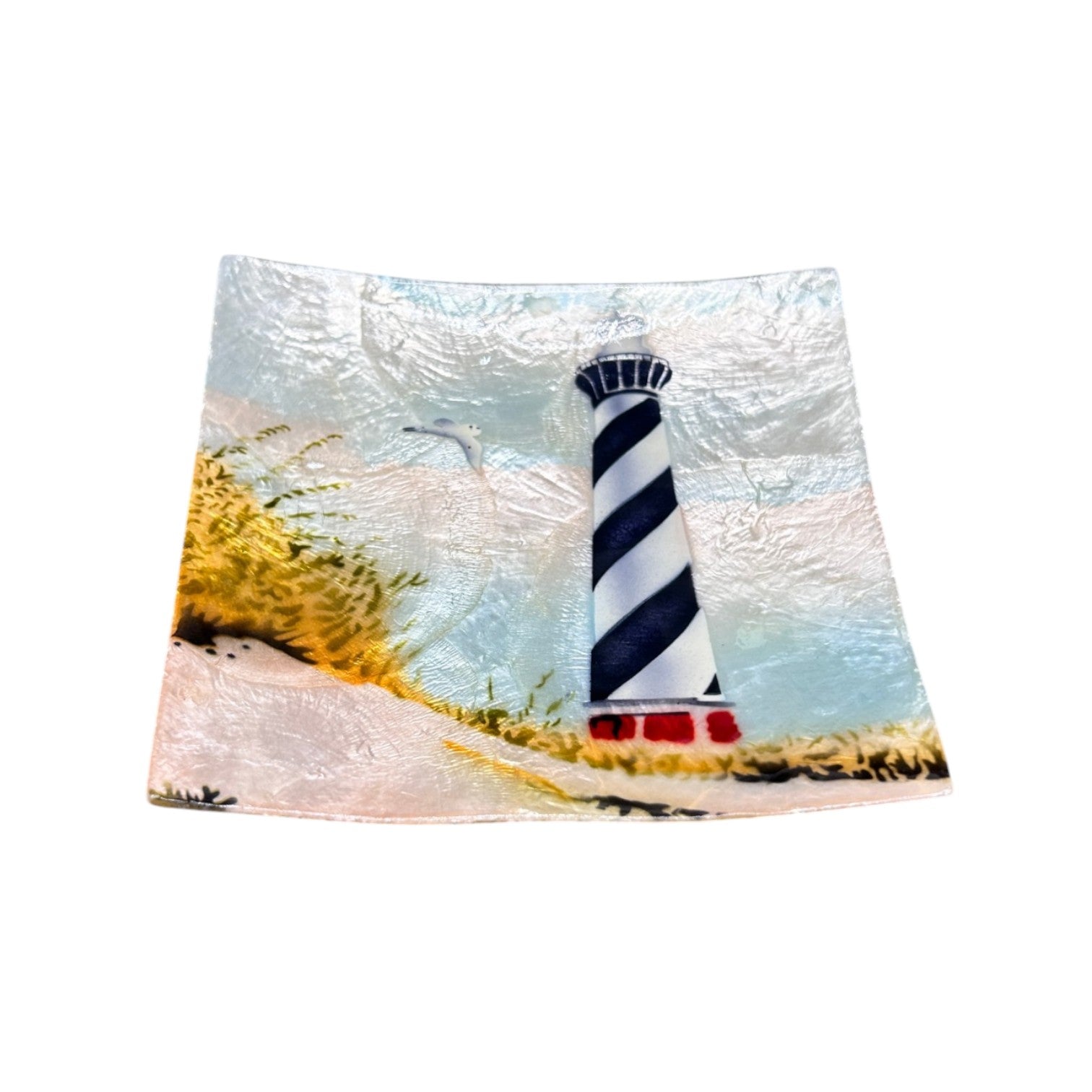 Capiz Cape Hatteras Lighthouse - Square Trinket Tray - 5-in - Mellow Monkey