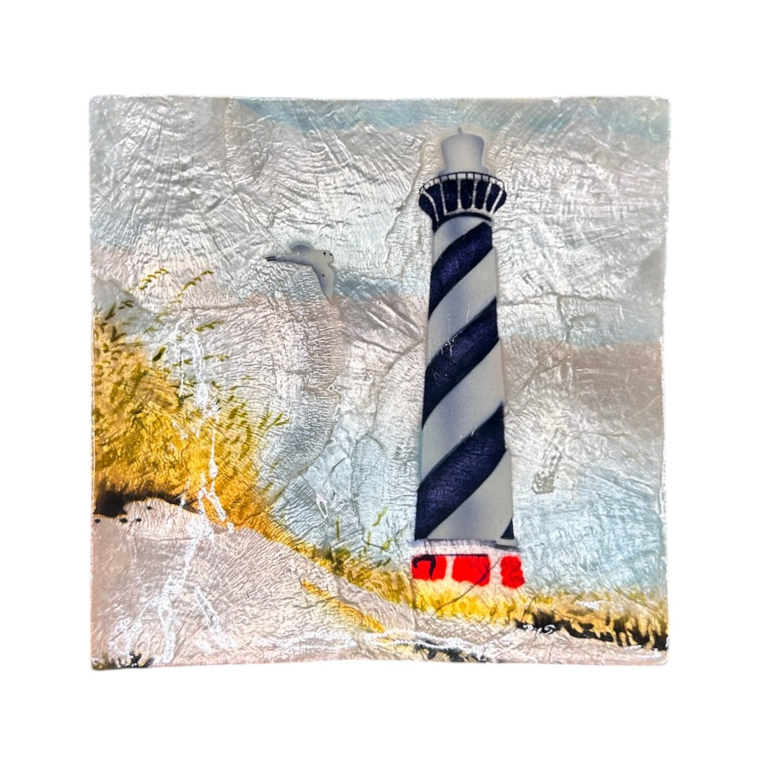 Capiz Cape Hatteras Lighthouse - Square Trinket Tray - 5-in - Mellow Monkey