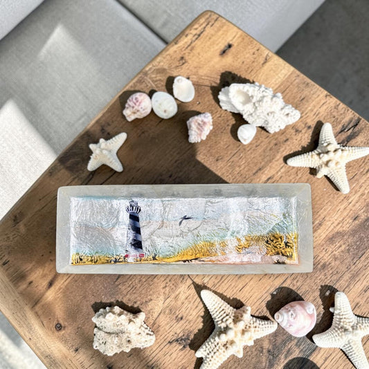 Capiz Cape Hatteras Lighthouse - Rectangle Trinket Tray - 9-1/2-in - Mellow Monkey