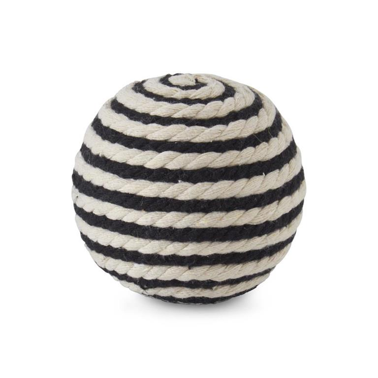 Black and Cream Striped Seagrass Ball - 3-3/4-in - Mellow Monkey