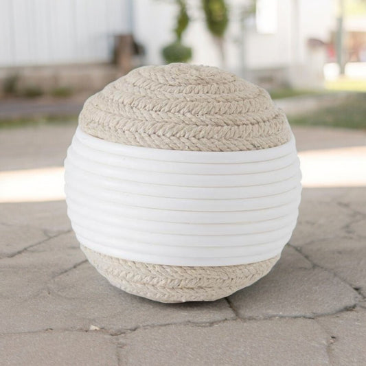 White Banded Seagrass Braid Ball - 4-in - Mellow Monkey