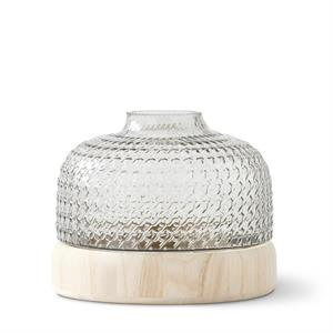 Gray Textured Glass Vase with Wood Base - Mellow Monkey